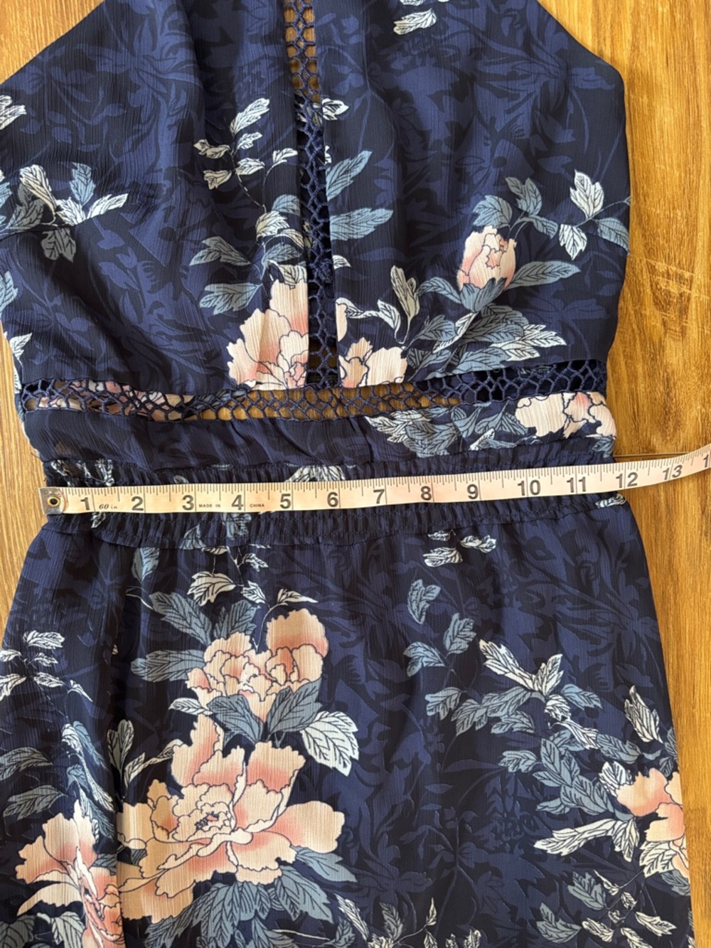 5/$25🌼 Navy Floral Halter Maxi Dress with Slit perfect for summer wedding - Picture 8 of 13